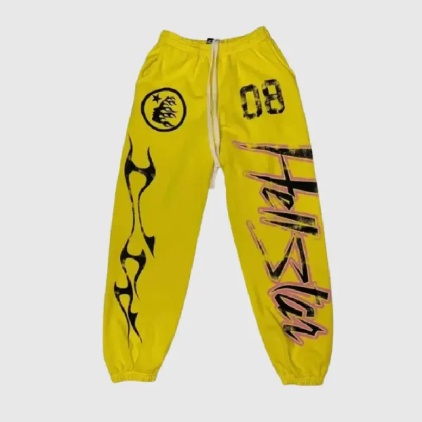 Hellstar Flame Flare Sweatpants Yellow (4)